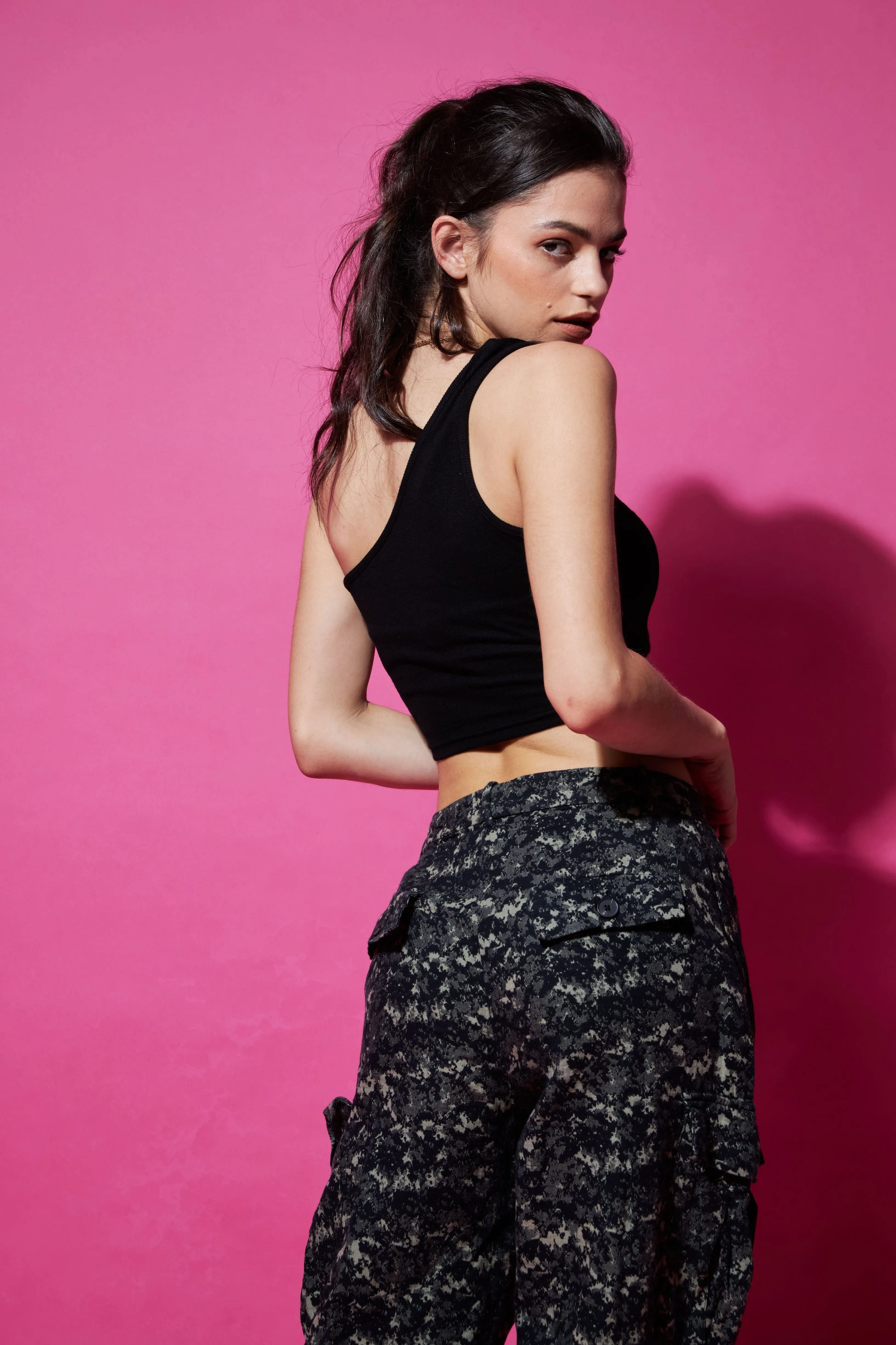 One shoulder ring Crop top