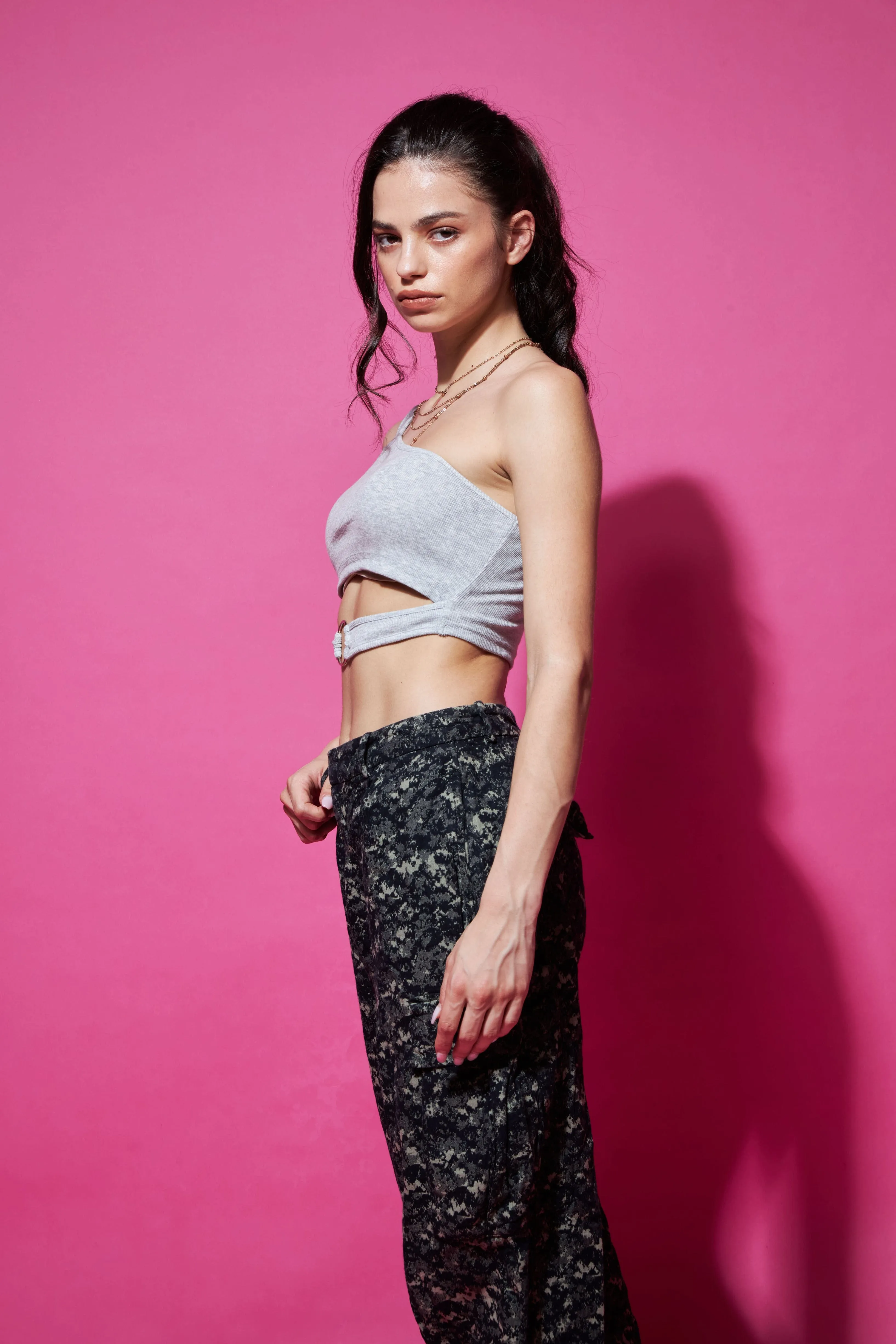 One shoulder ring Crop top