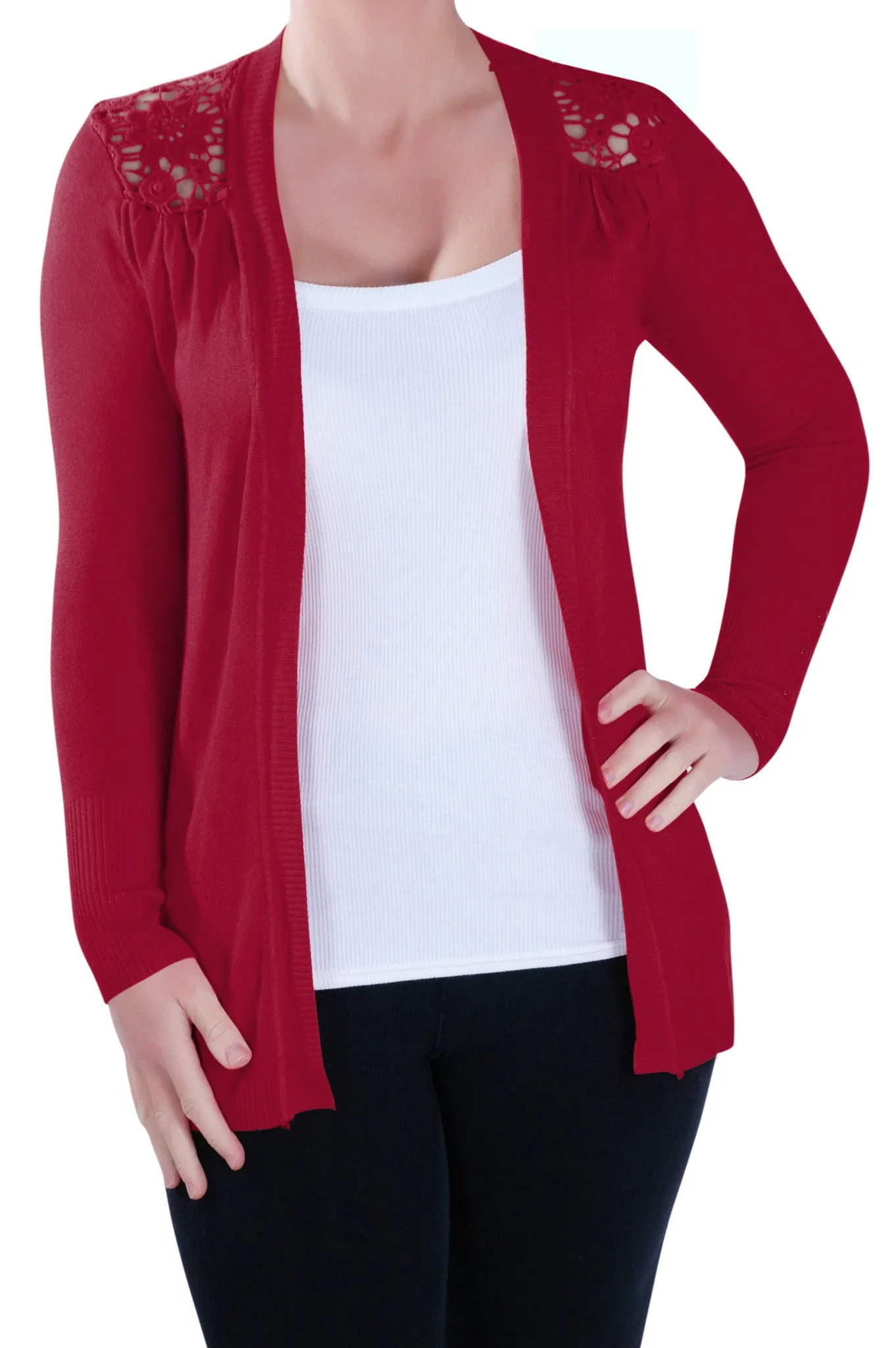 Open Front Knitted Crochet Cardigan