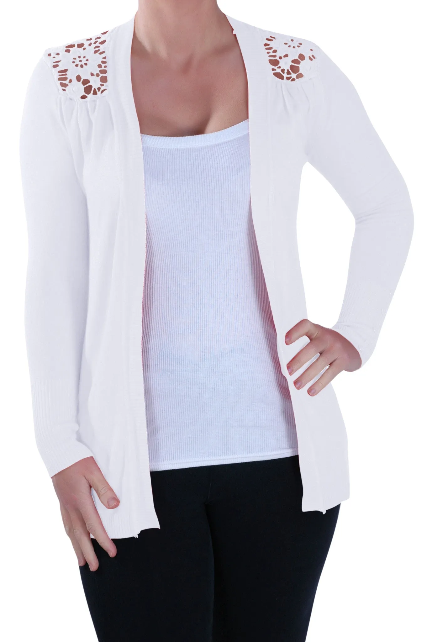 Open Front Knitted Crochet Cardigan