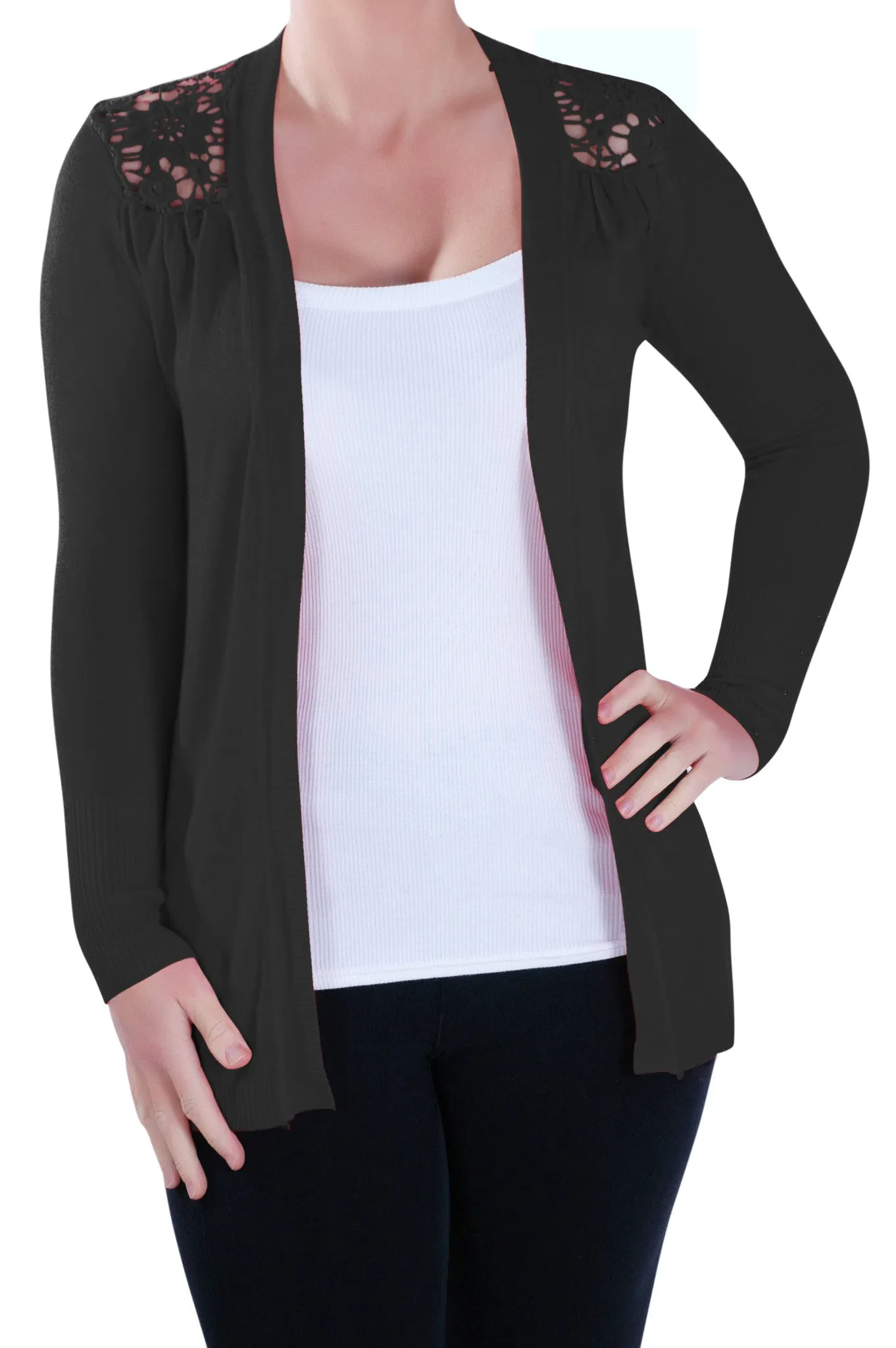 Open Front Knitted Crochet Cardigan
