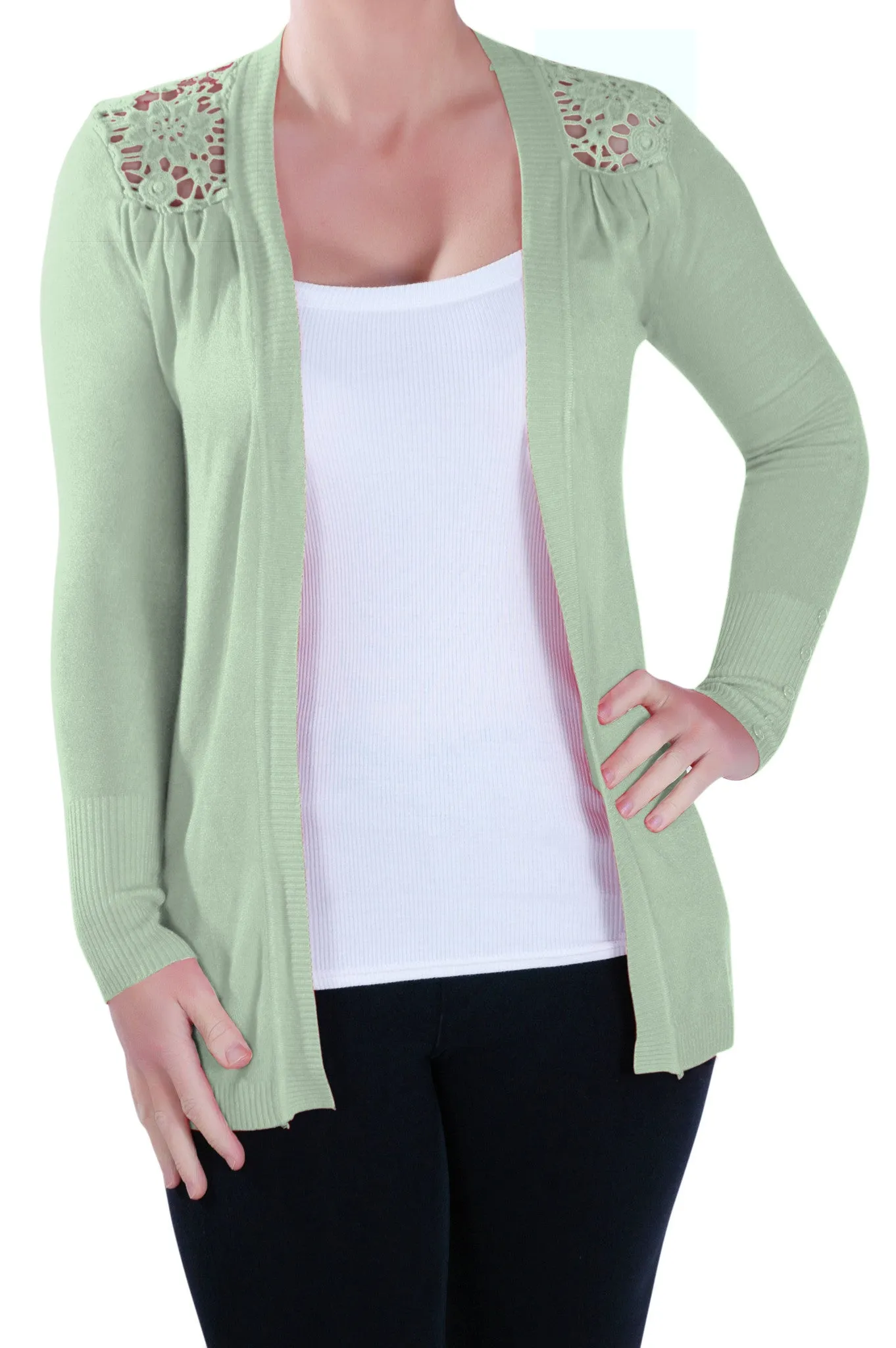 Open Front Knitted Crochet Cardigan