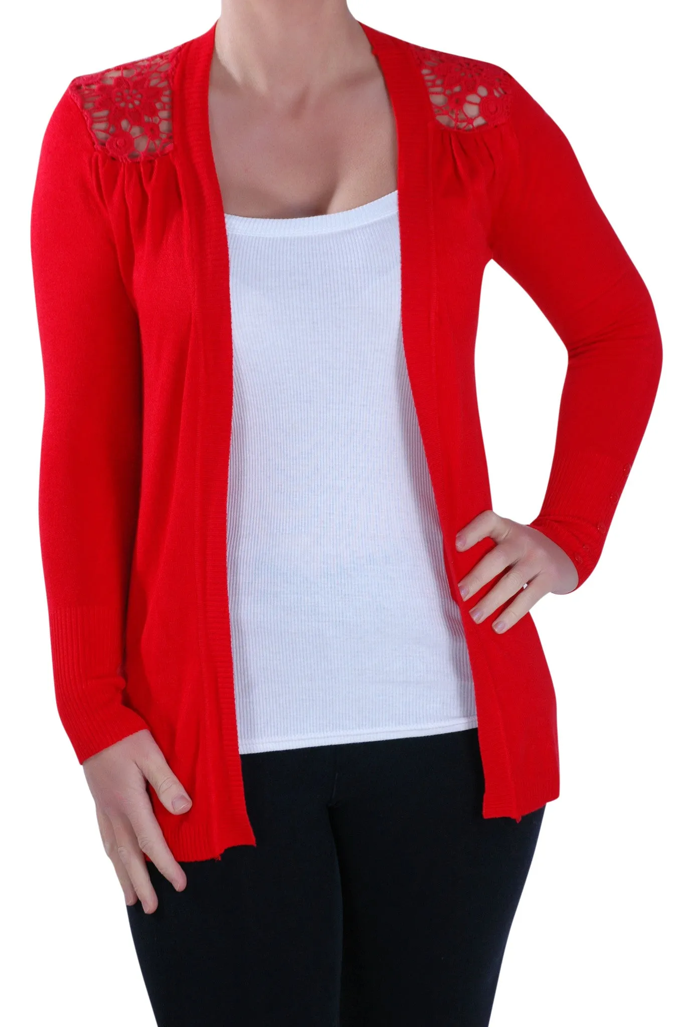 Open Front Knitted Crochet Cardigan