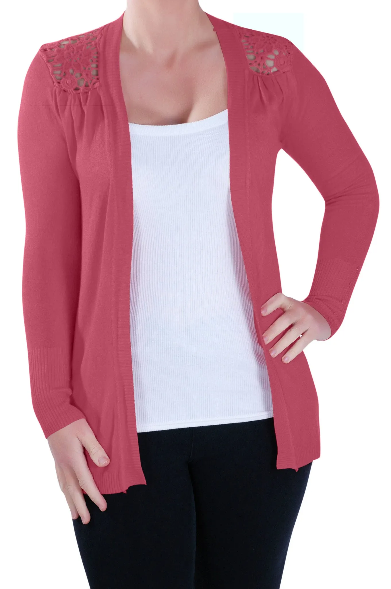 Open Front Knitted Crochet Cardigan