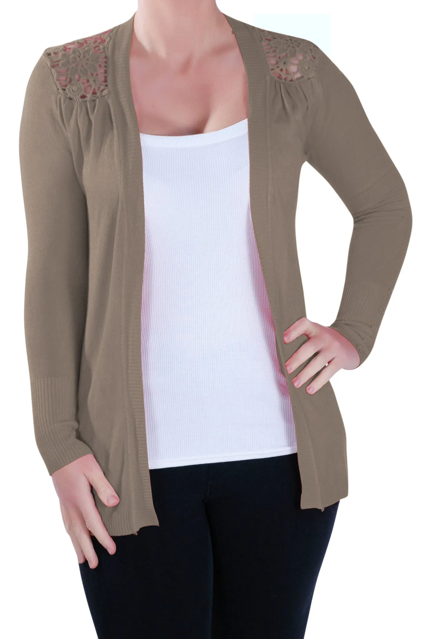 Open Front Knitted Crochet Cardigan