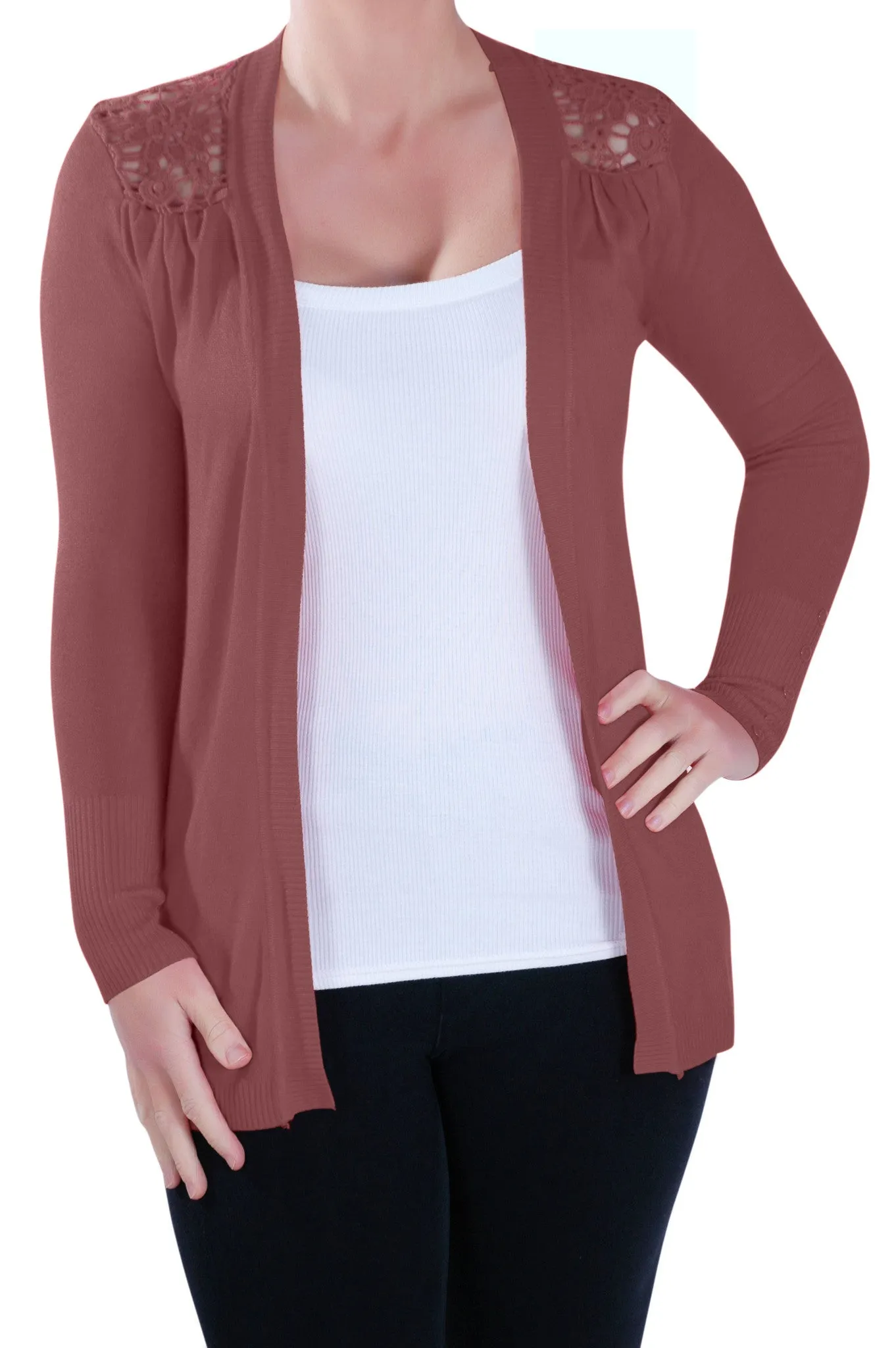 Open Front Knitted Crochet Cardigan
