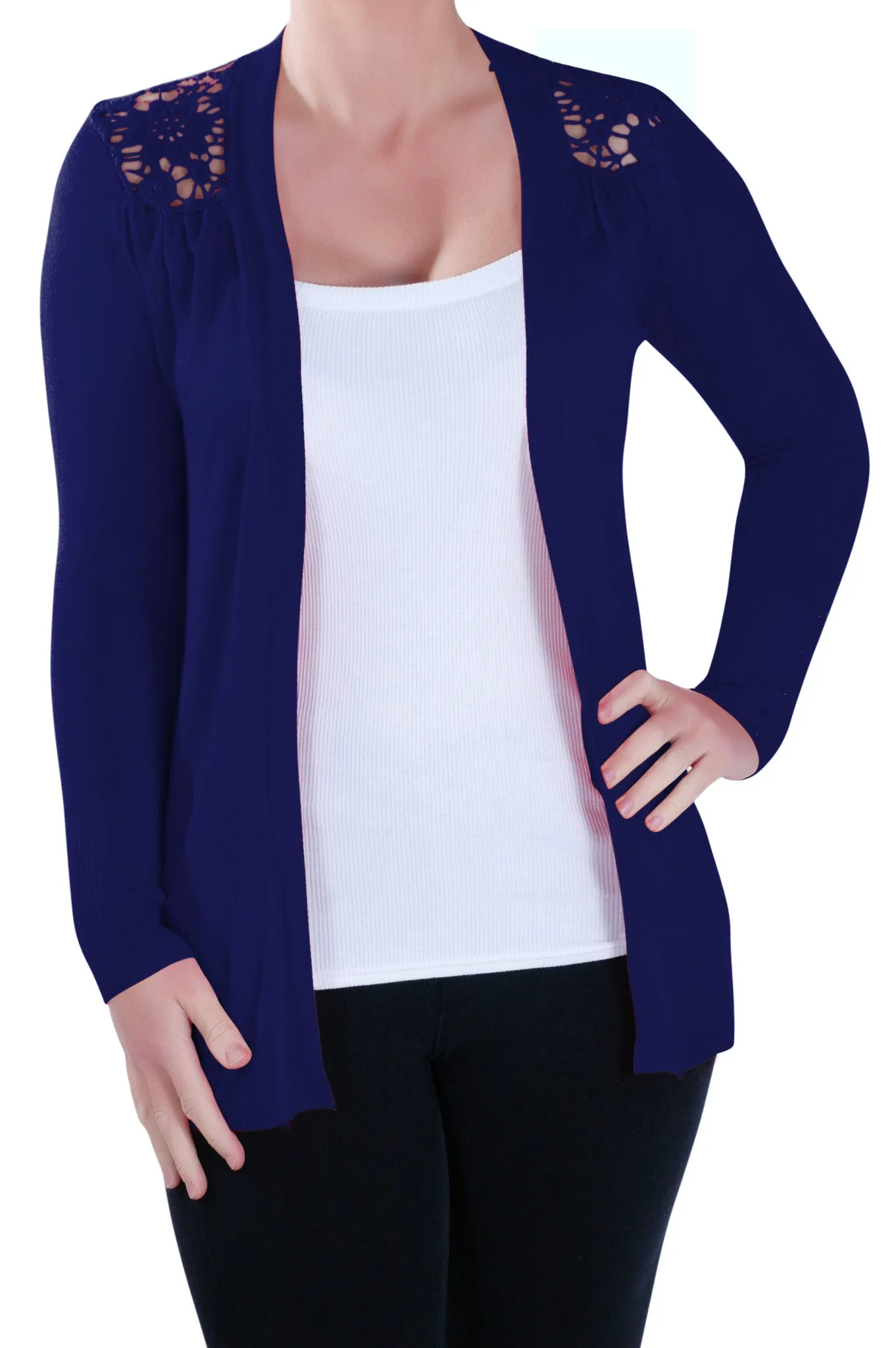 Open Front Knitted Crochet Cardigan