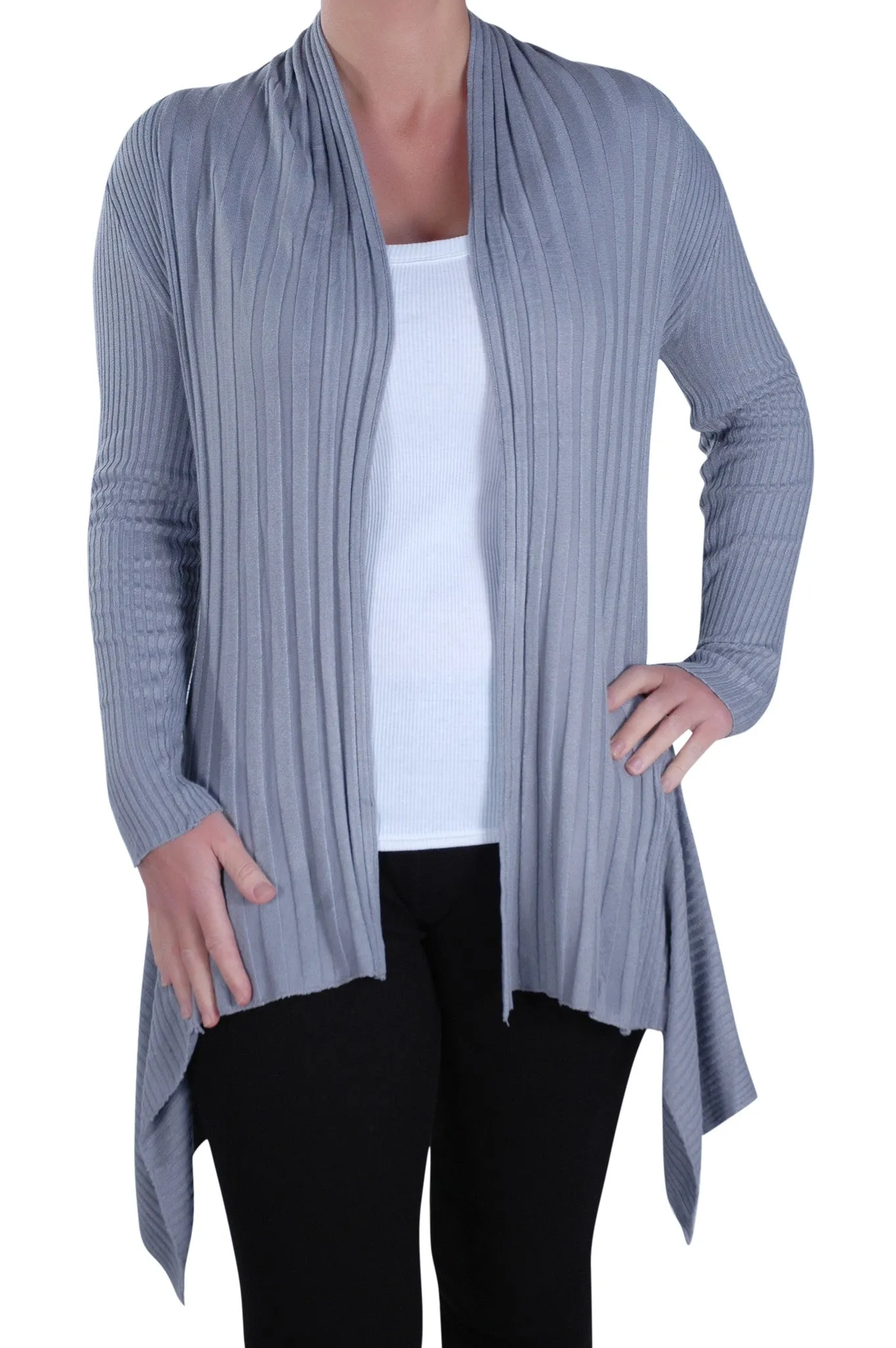 Open Front Knitted Draped Cardigan