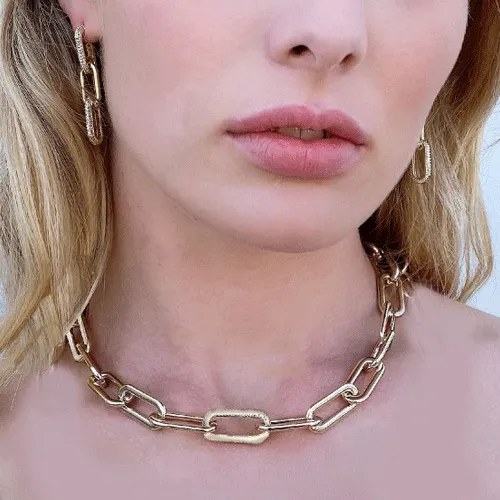 Over Sized Paper Clip Gold Choker
