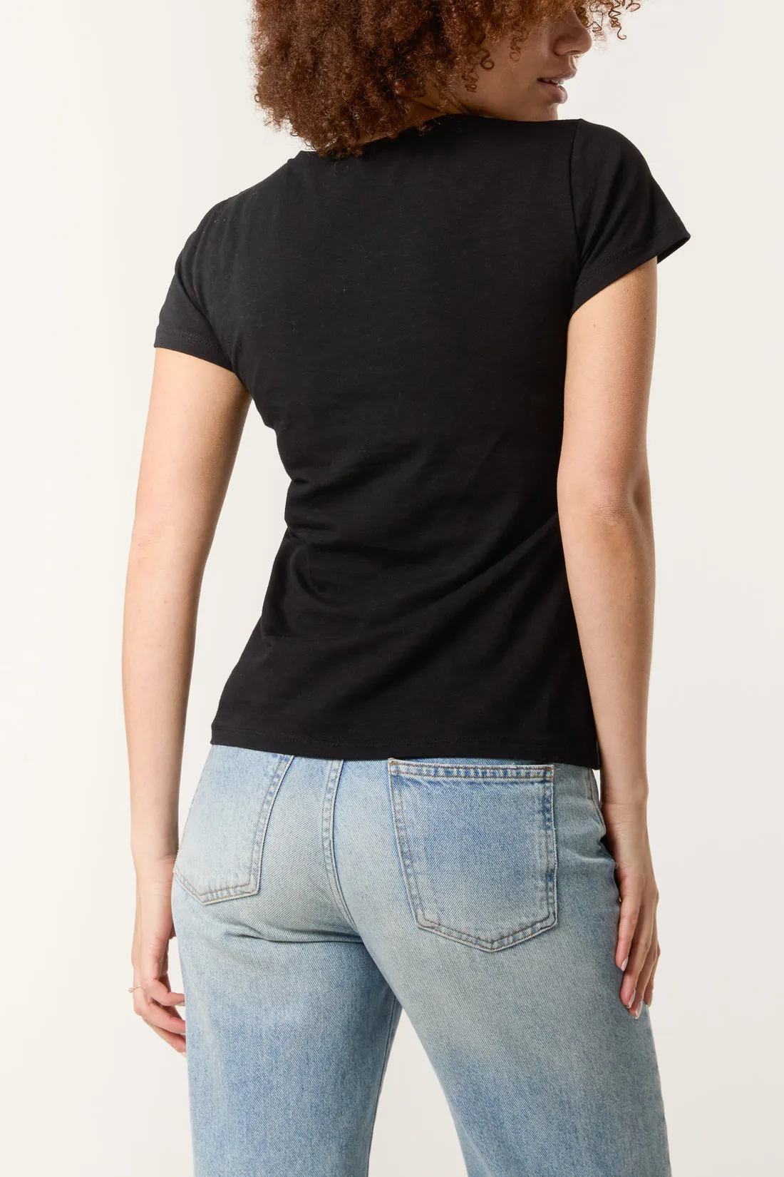 Paris Black T Shirt Blue Motif