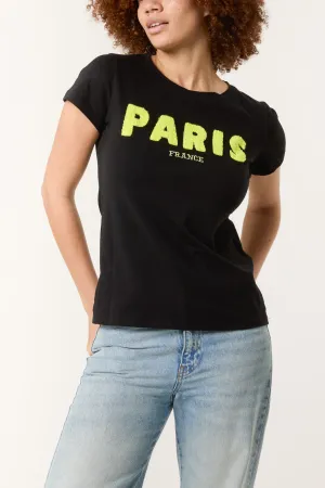 Paris Black T Shirt lemon motif