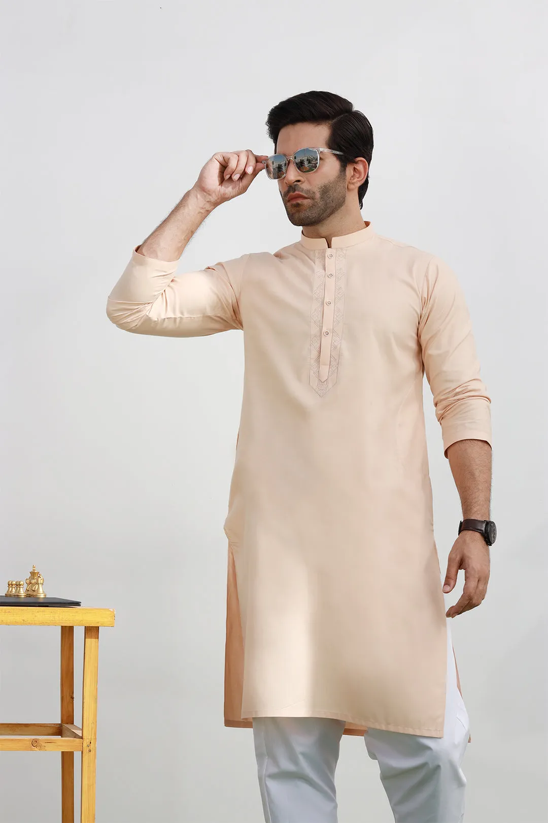 Peach Embroidered Kurta - P22 - MK0002R