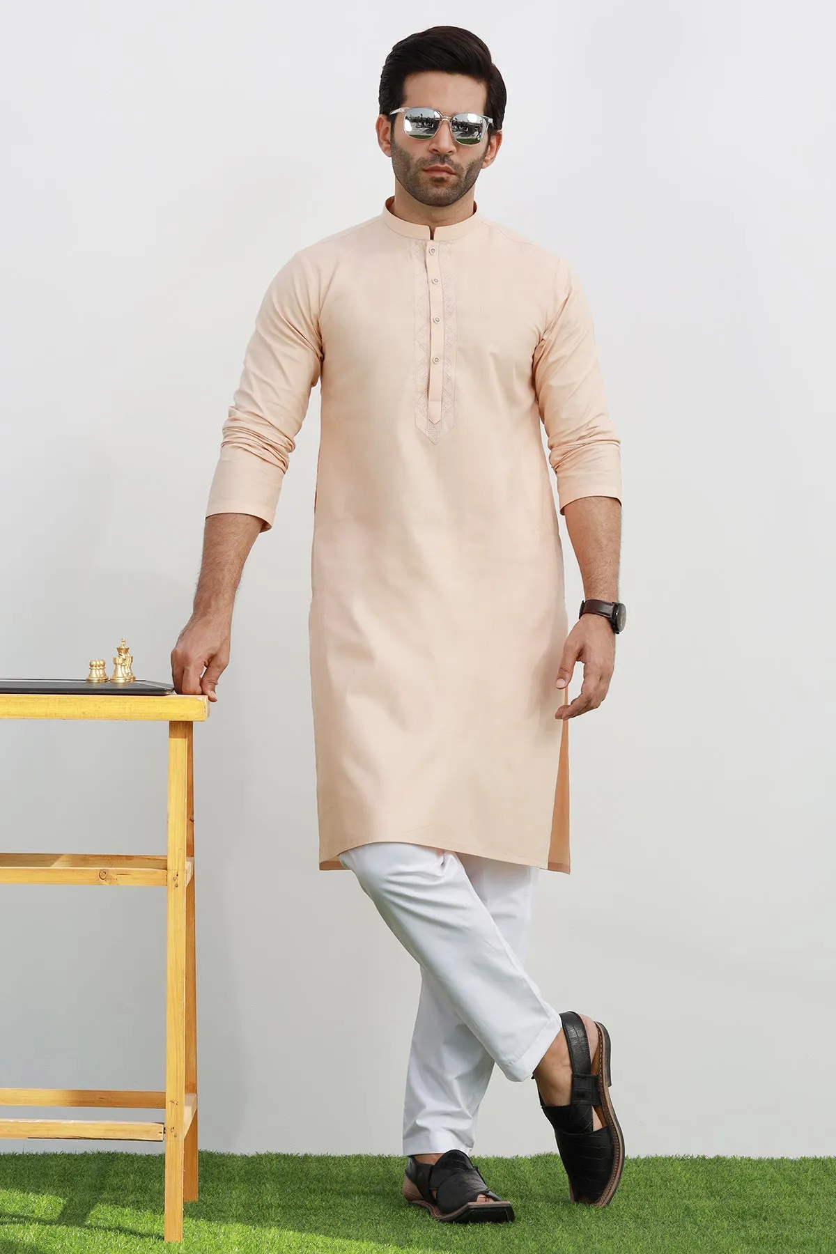 Peach Embroidered Kurta - P22 - MK0002R