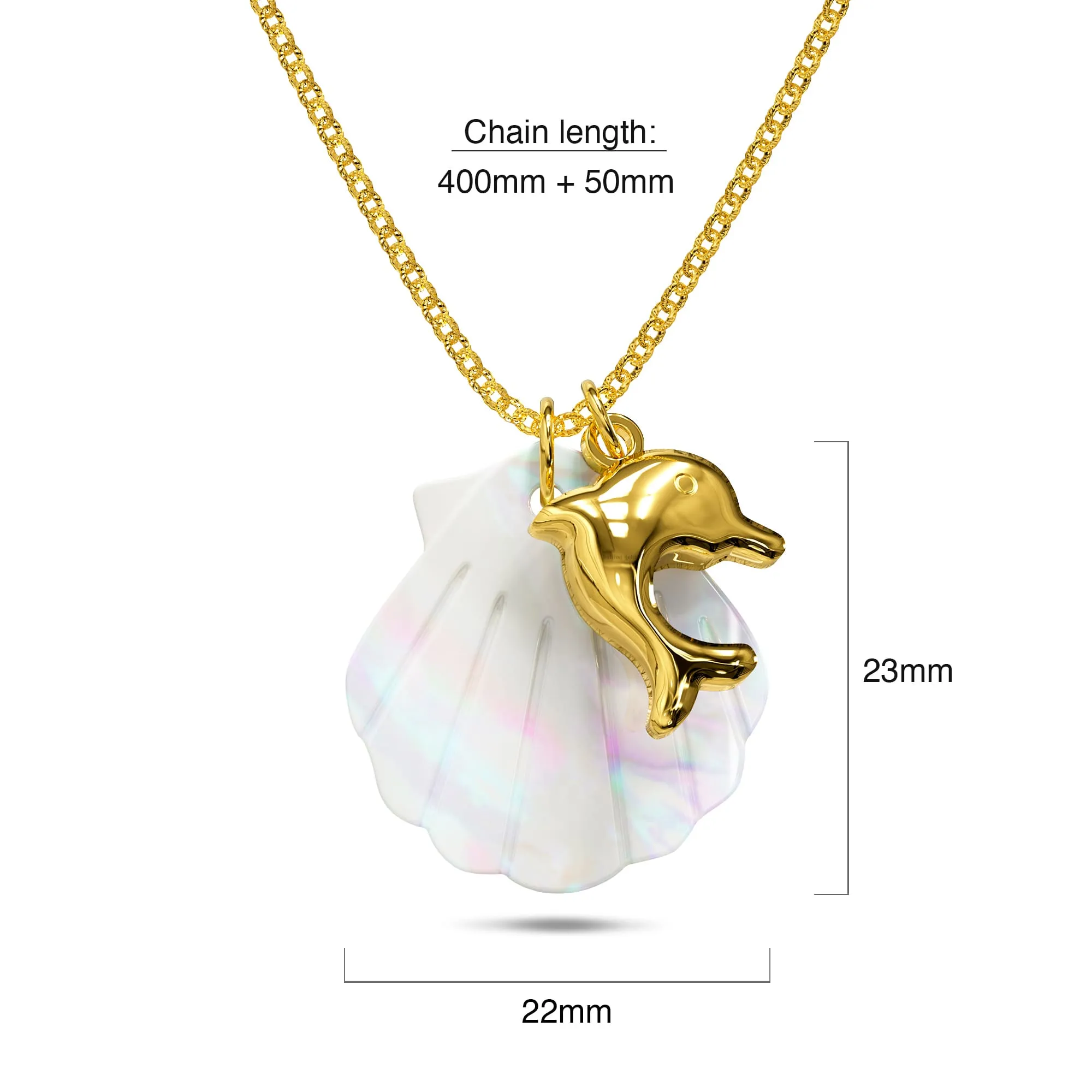 Pearl Shell & Gold Dolphin Necklace