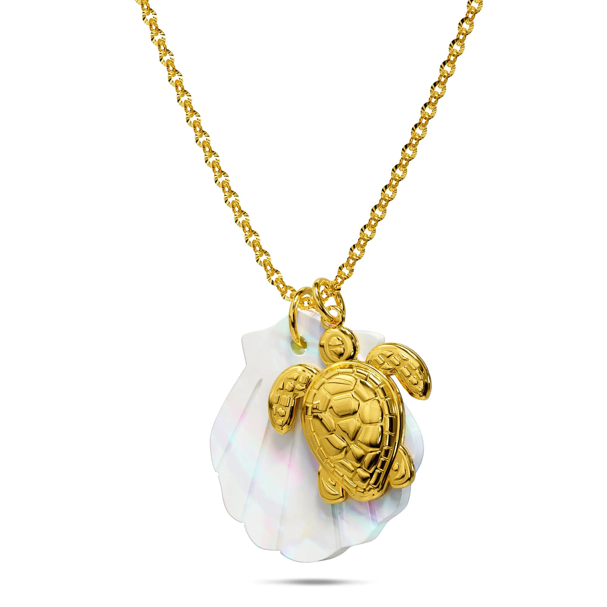 Pearl Shell & Gold Sea Turtle Necklace