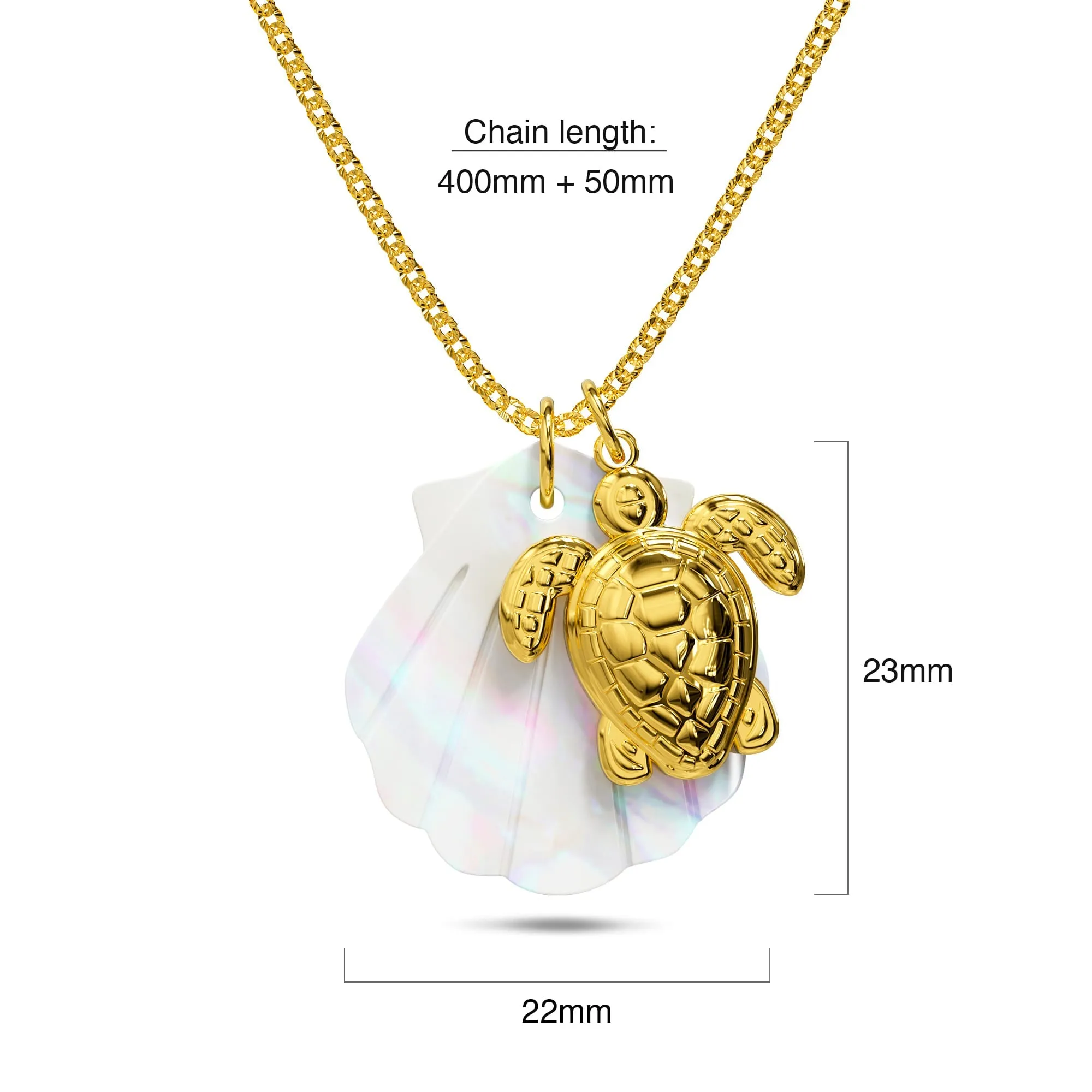 Pearl Shell & Gold Sea Turtle Necklace