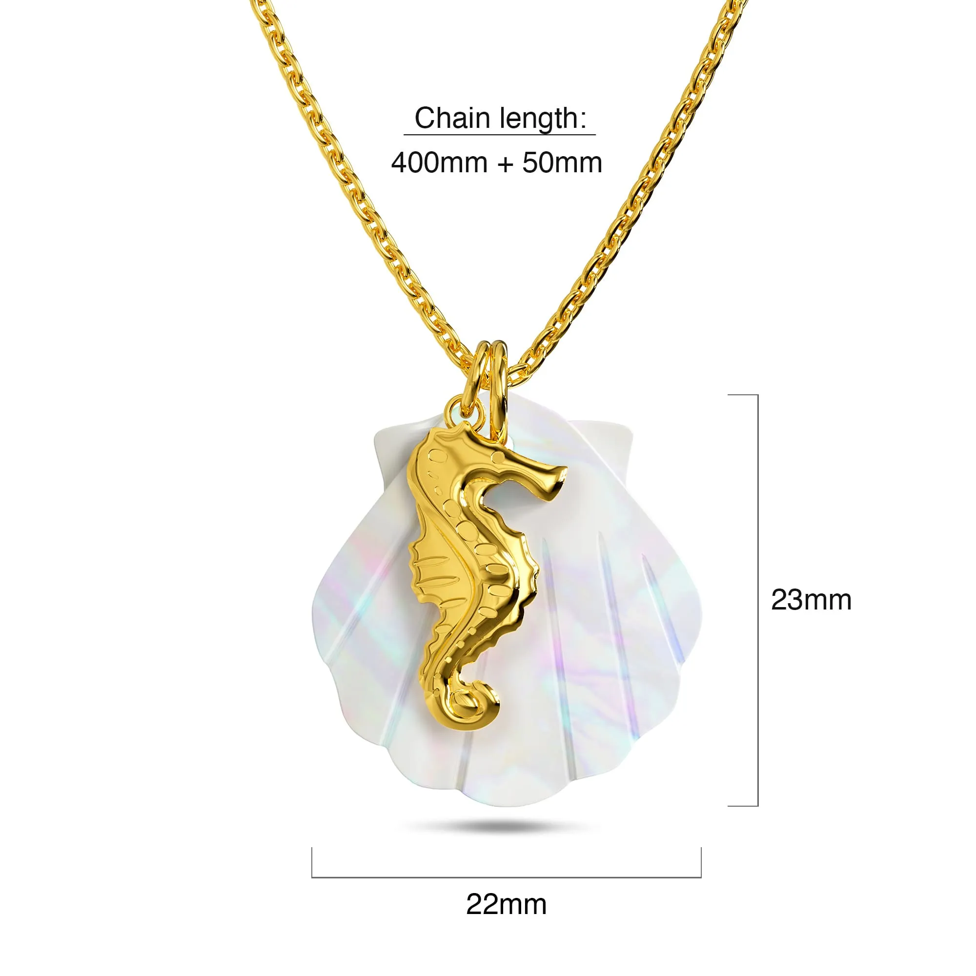 Pearl Shell & Gold Seahorse Necklace