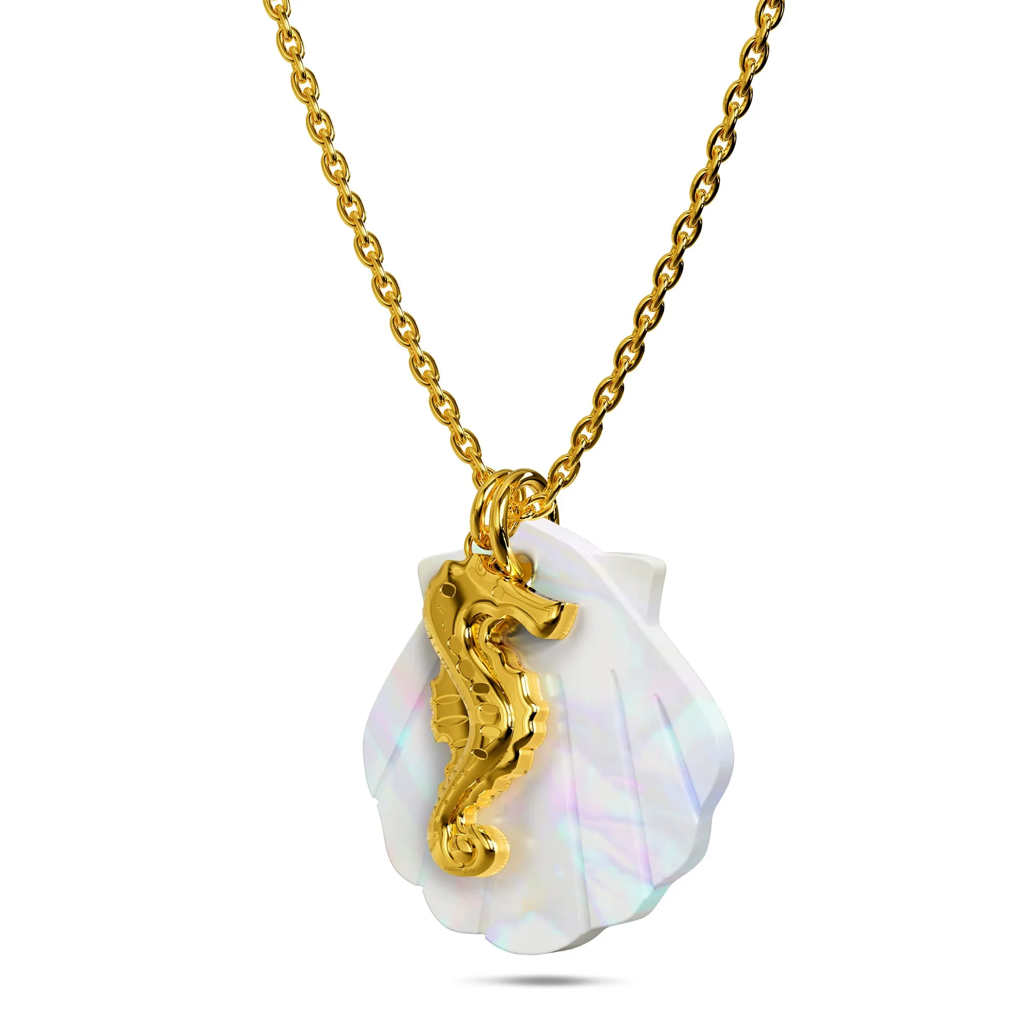 Pearl Shell & Gold Seahorse Necklace