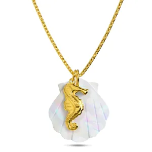 Pearl Shell & Gold Seahorse Necklace