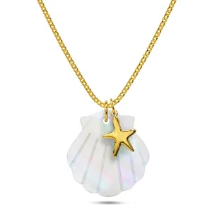 Pearl Shell & Gold Starfish Necklace