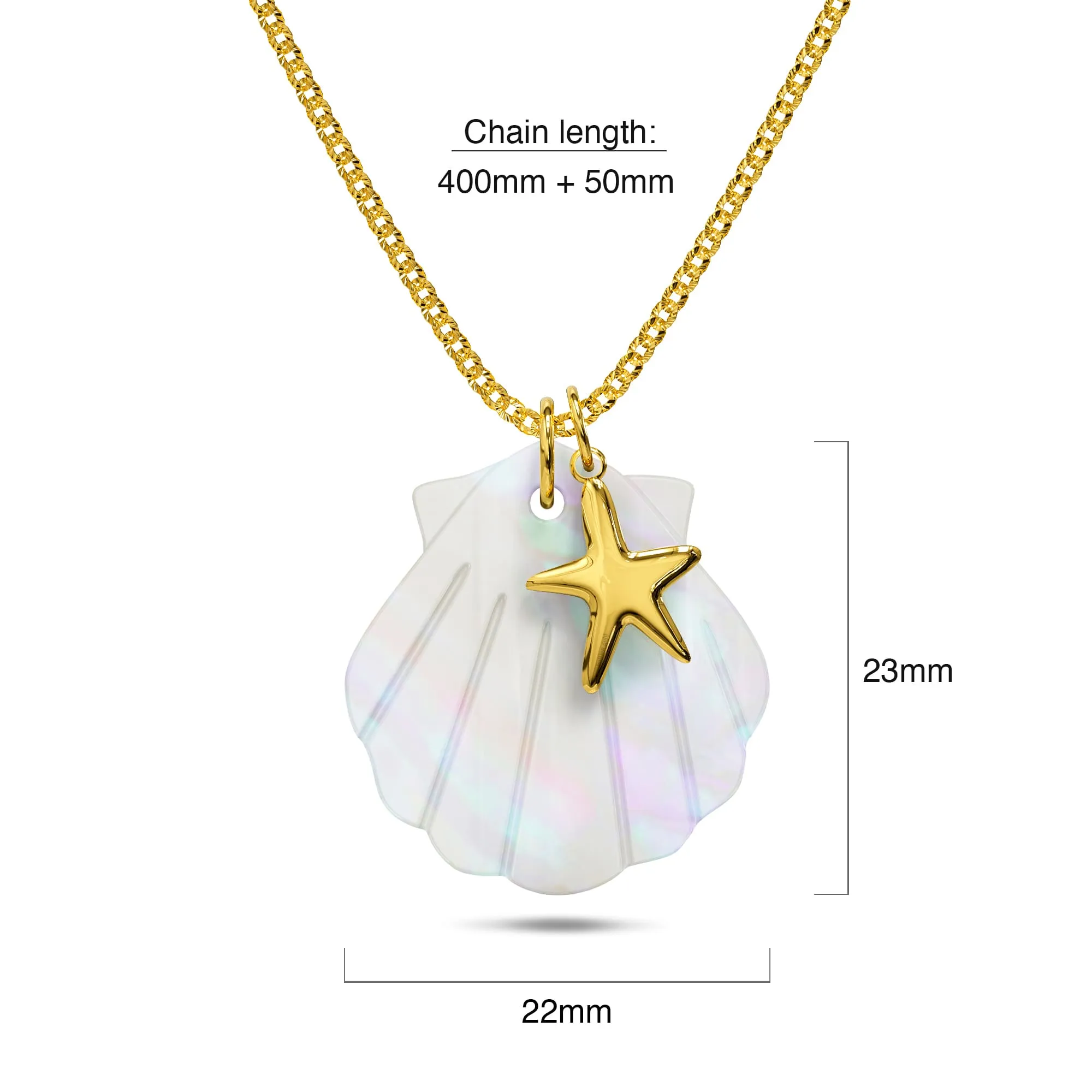 Pearl Shell & Gold Starfish Necklace