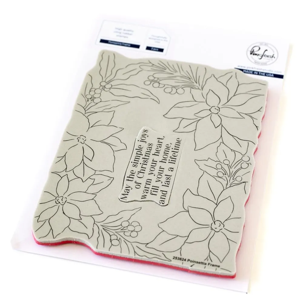 Pinkfresh Studio Cling Stamp 4.25"X5.5" Poinsettia Frame