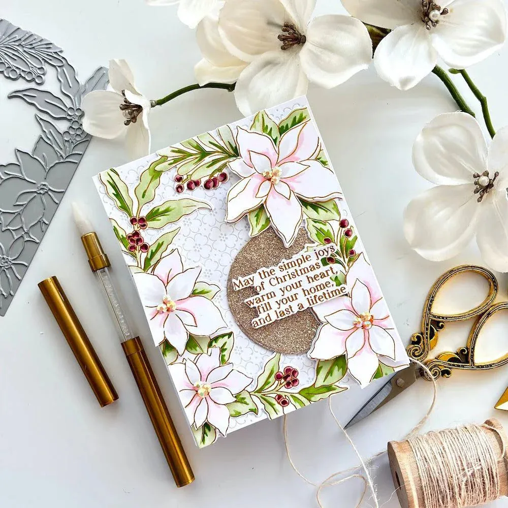 Pinkfresh Studio Cling Stamp 4.25"X5.5" Poinsettia Frame