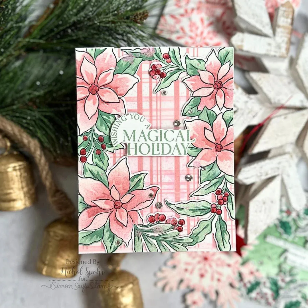 Pinkfresh Studio Cling Stamp 4.25"X5.5" Poinsettia Frame