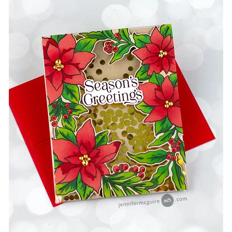Pinkfresh Studio Cling Stamp 4.25"X5.5" Poinsettia Frame