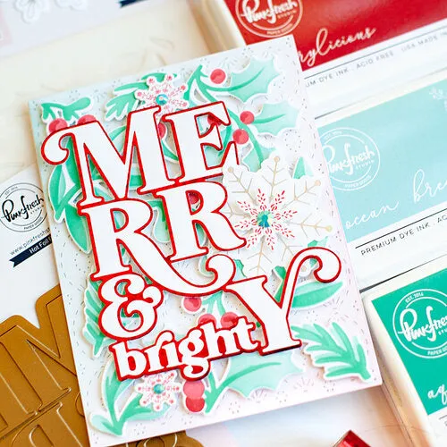 Pinkfresh Studio Stencils 4.25"X5.25" 4 pack  Festive Leaves Background Layering*