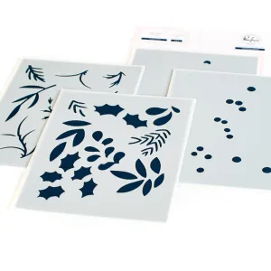 Pinkfresh Studio Stencils 4.25"X5.25" 4 pack  Festive Leaves Background Layering*