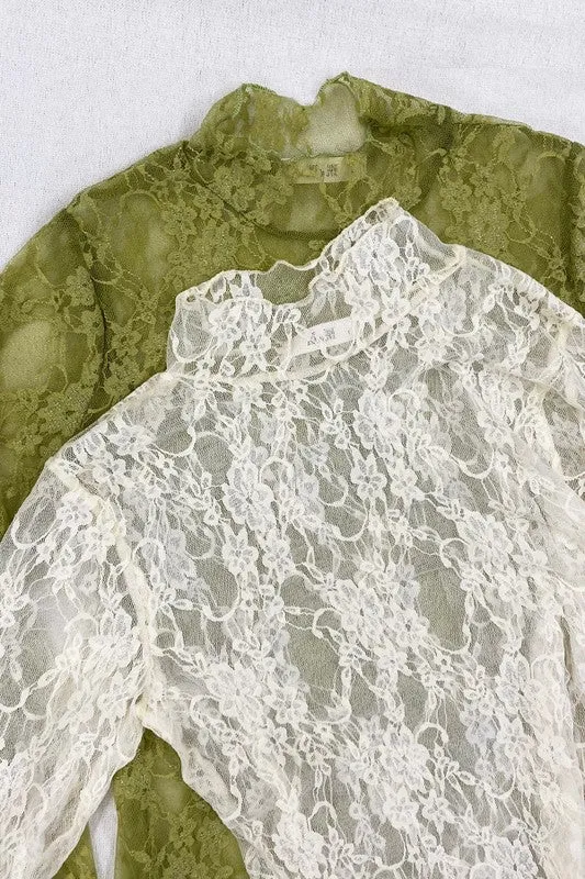 PLUS: Lace Mock Neck Layering Top