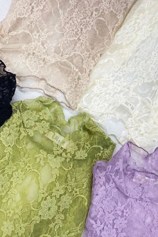 PLUS: Lace Mock Neck Layering Top