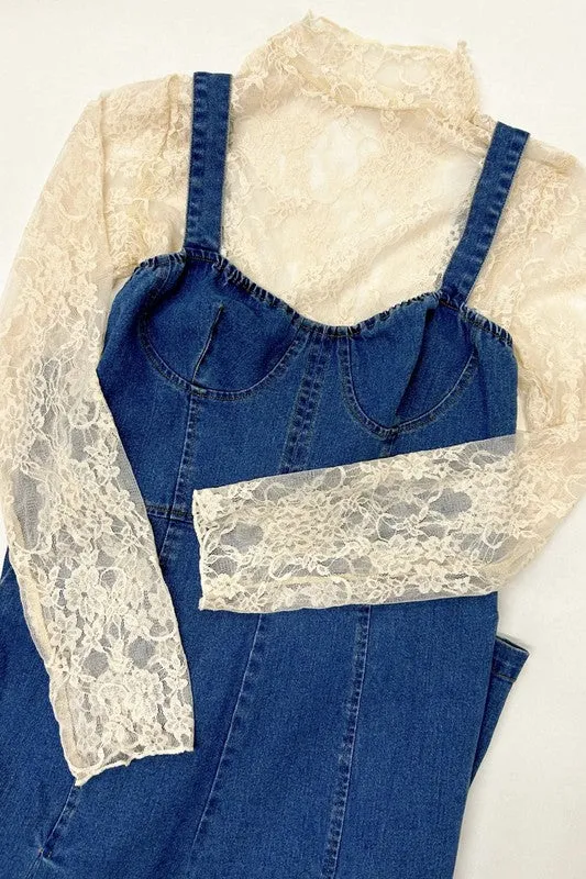 PLUS: Lace Mock Neck Layering Top