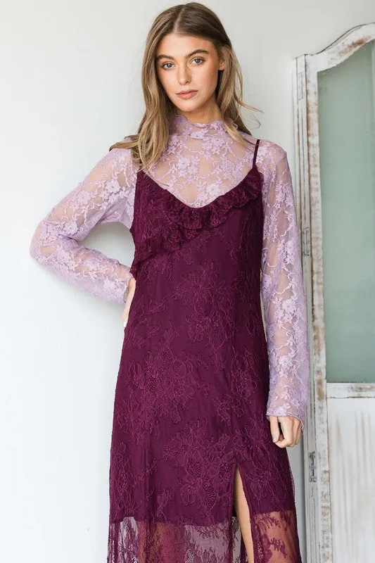 PLUS: Lace Mock Neck Layering Top