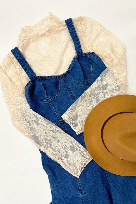 PLUS: Lace Mock Neck Layering Top