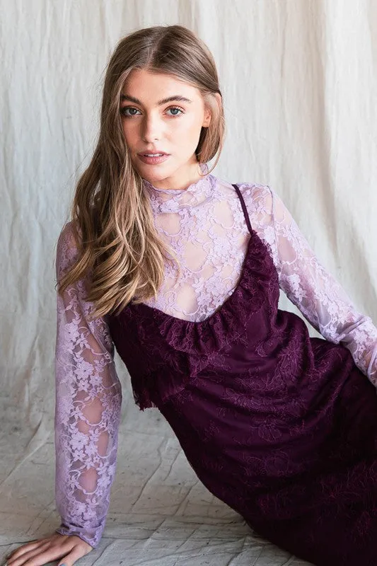 PLUS: Lace Mock Neck Layering Top