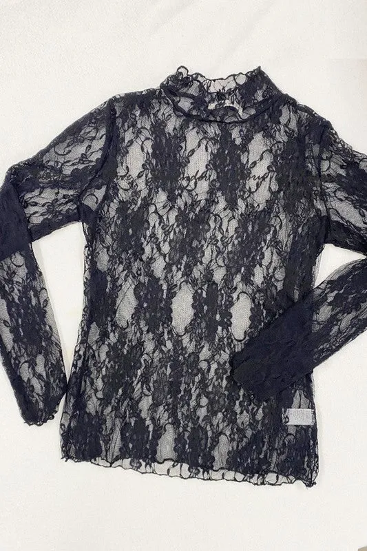 PLUS: Lace Mock Neck Layering Top