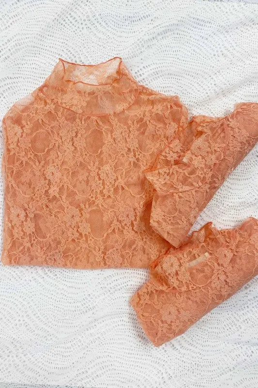 PLUS: Lace Mock Neck Layering Top