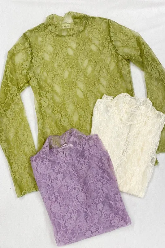 PLUS: Lace Mock Neck Layering Top