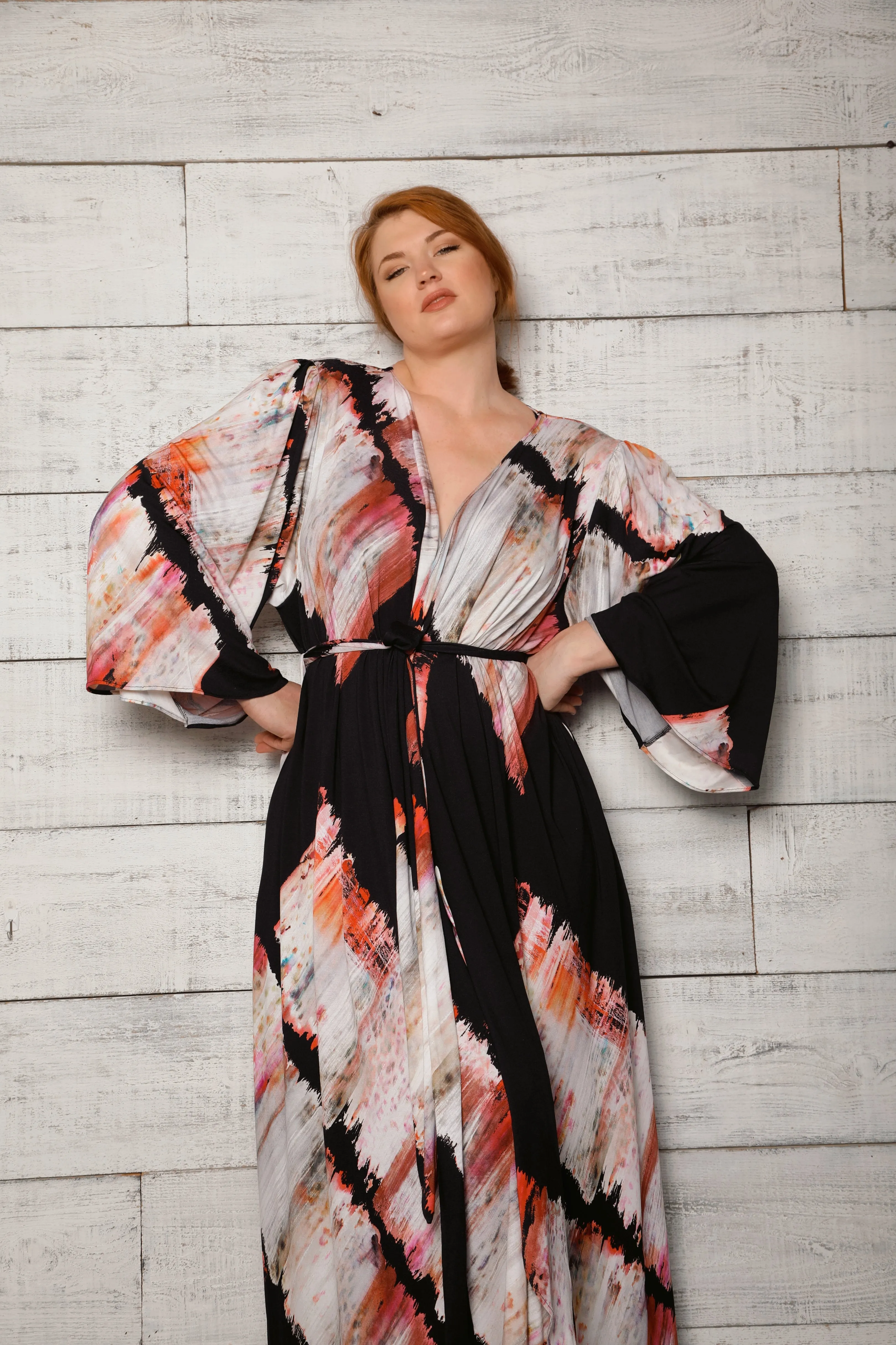 Plus Size Brush Stroke Dressing Gown
