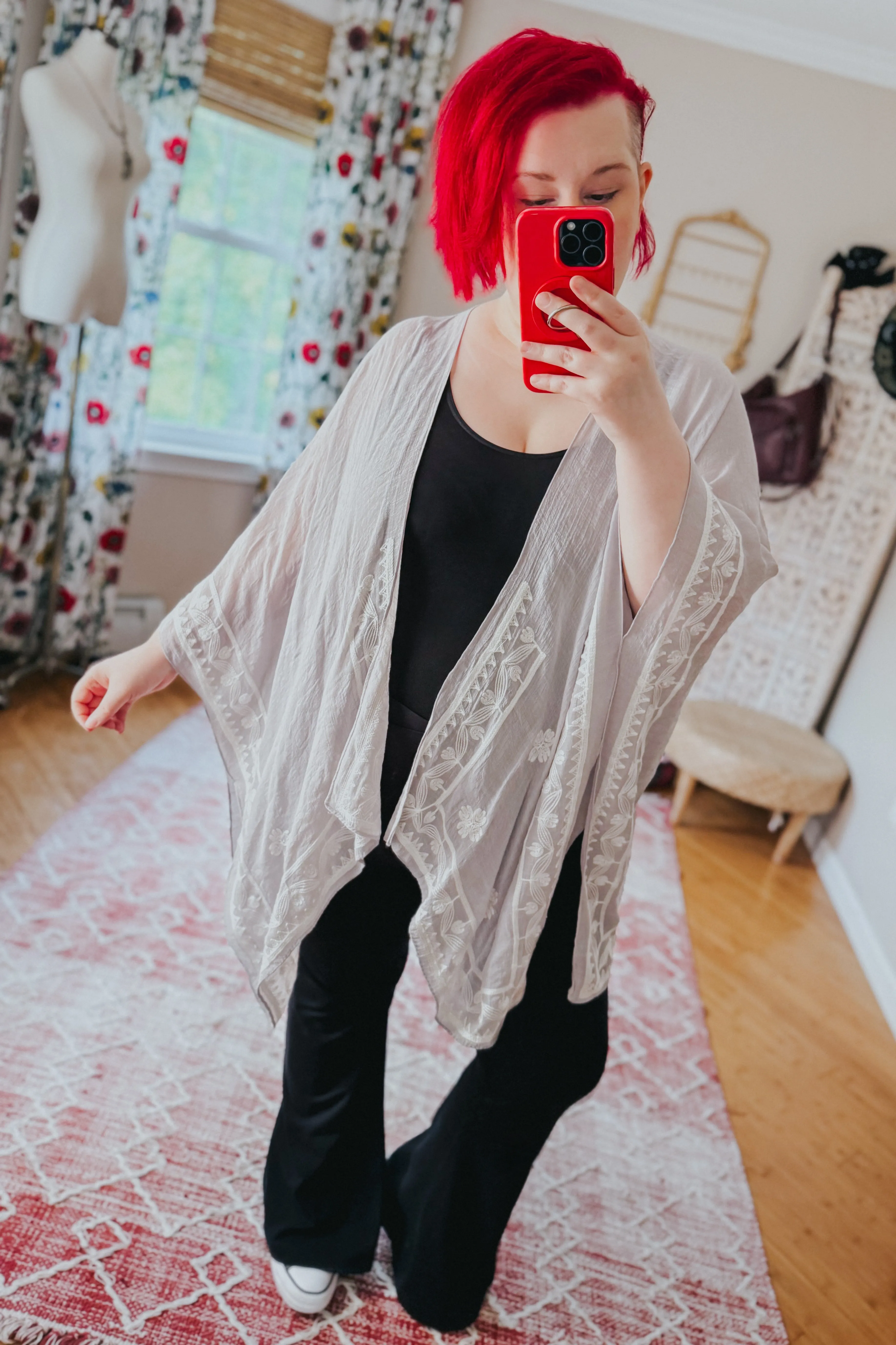 Poppy Embroidered Layering Piece • Stone
