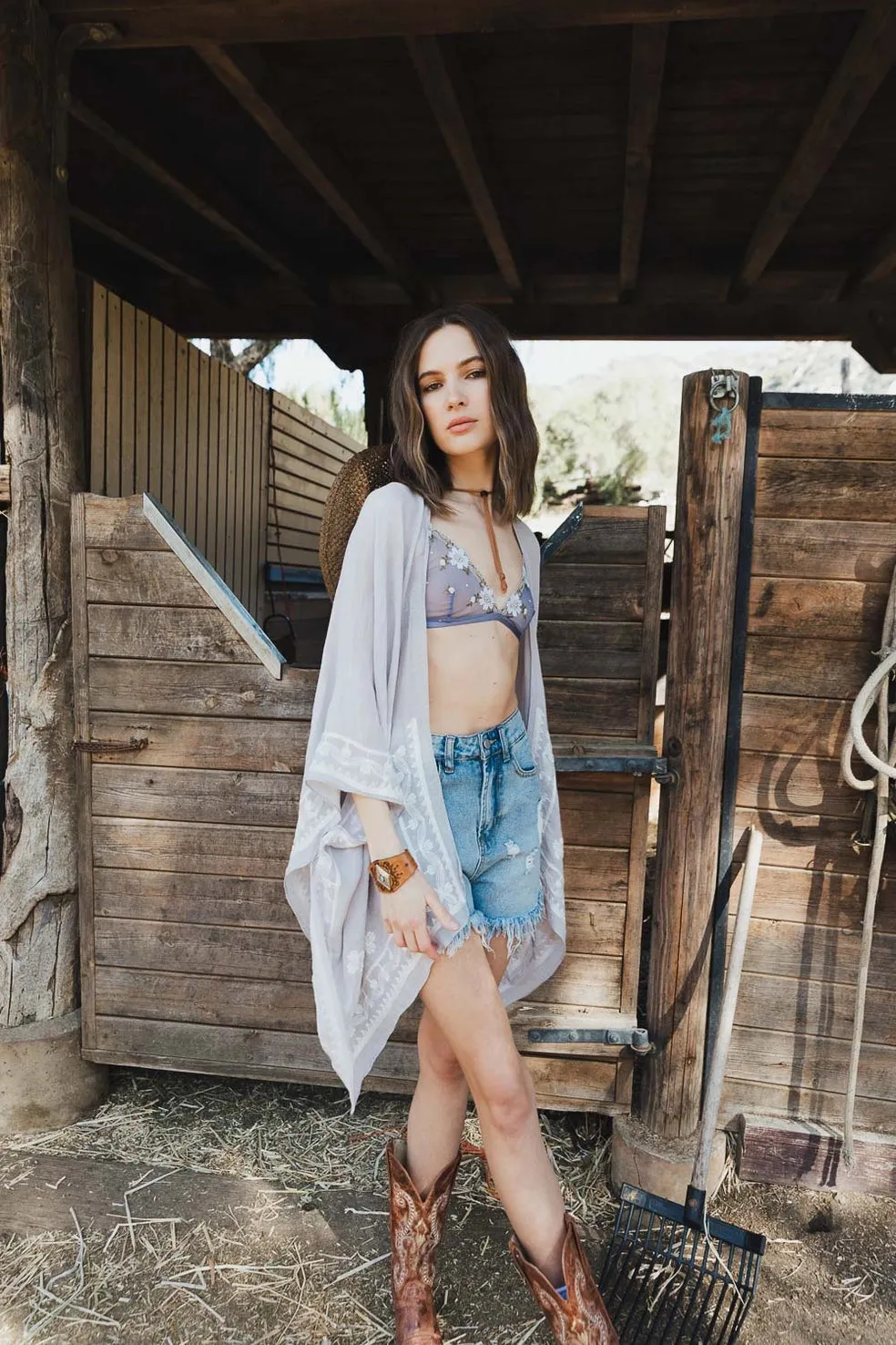 Poppy Embroidered Layering Piece • Stone