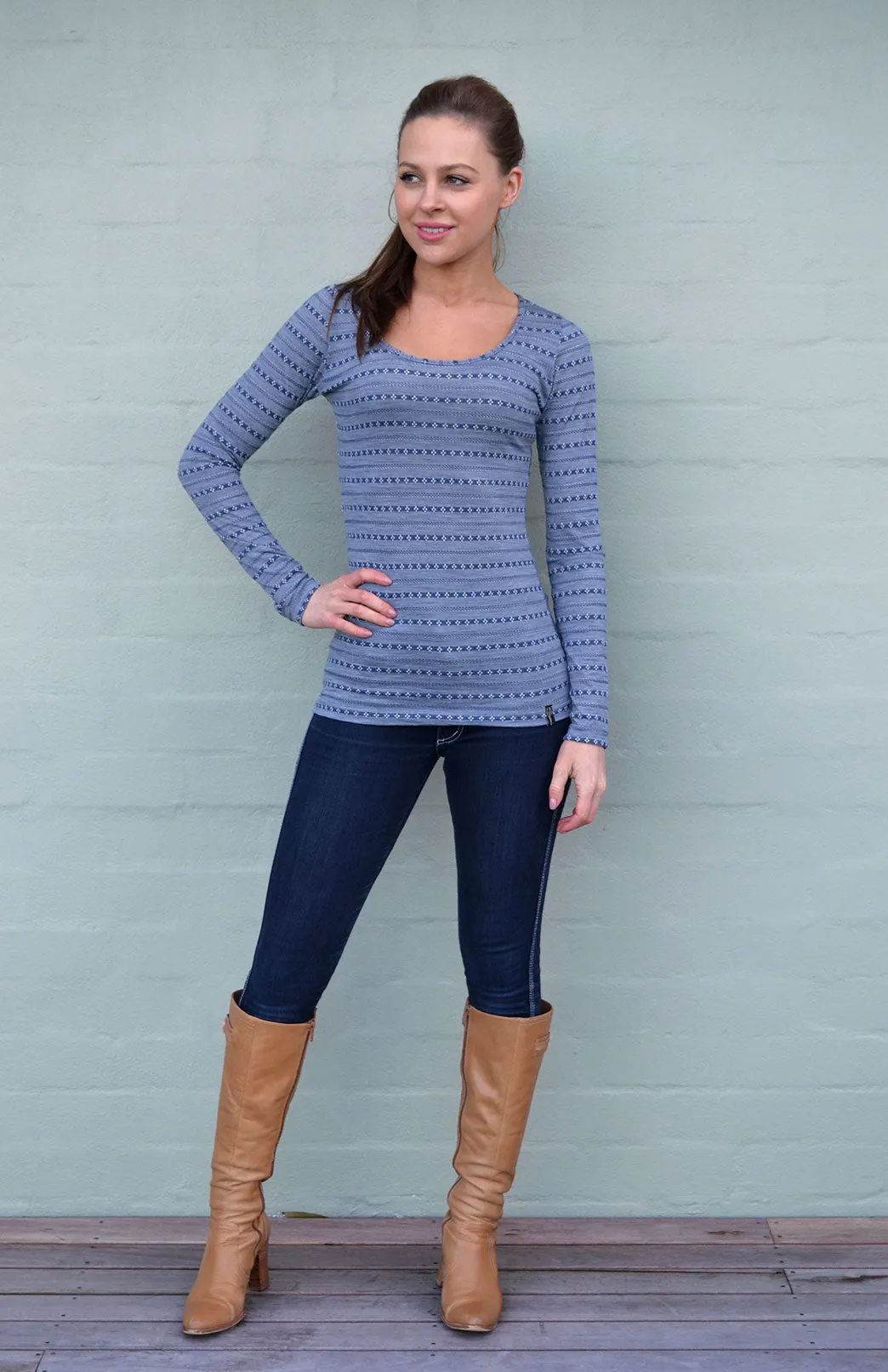Pre Loved: Scoop Neck Patterned Top (size 10)