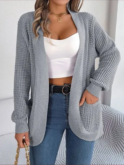 PRE-ORDER: Open Front Long Sleeve Cardigan with Pockets