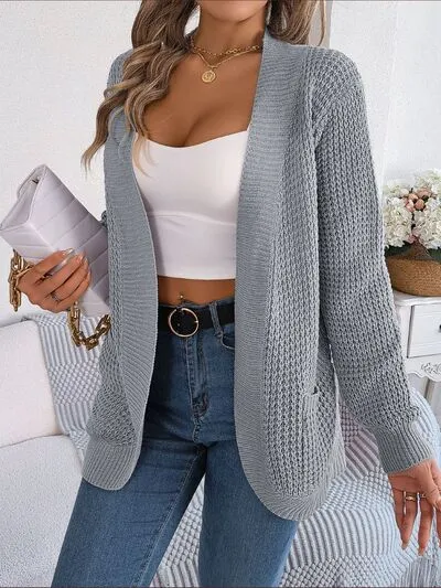 PRE-ORDER: Open Front Long Sleeve Cardigan with Pockets
