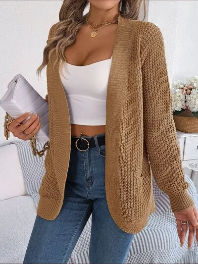PRE-ORDER: Open Front Long Sleeve Cardigan with Pockets