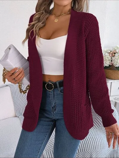 PRE-ORDER: Open Front Long Sleeve Cardigan with Pockets