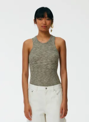 Printed Combed Cotton Ribbed Sweater Tank