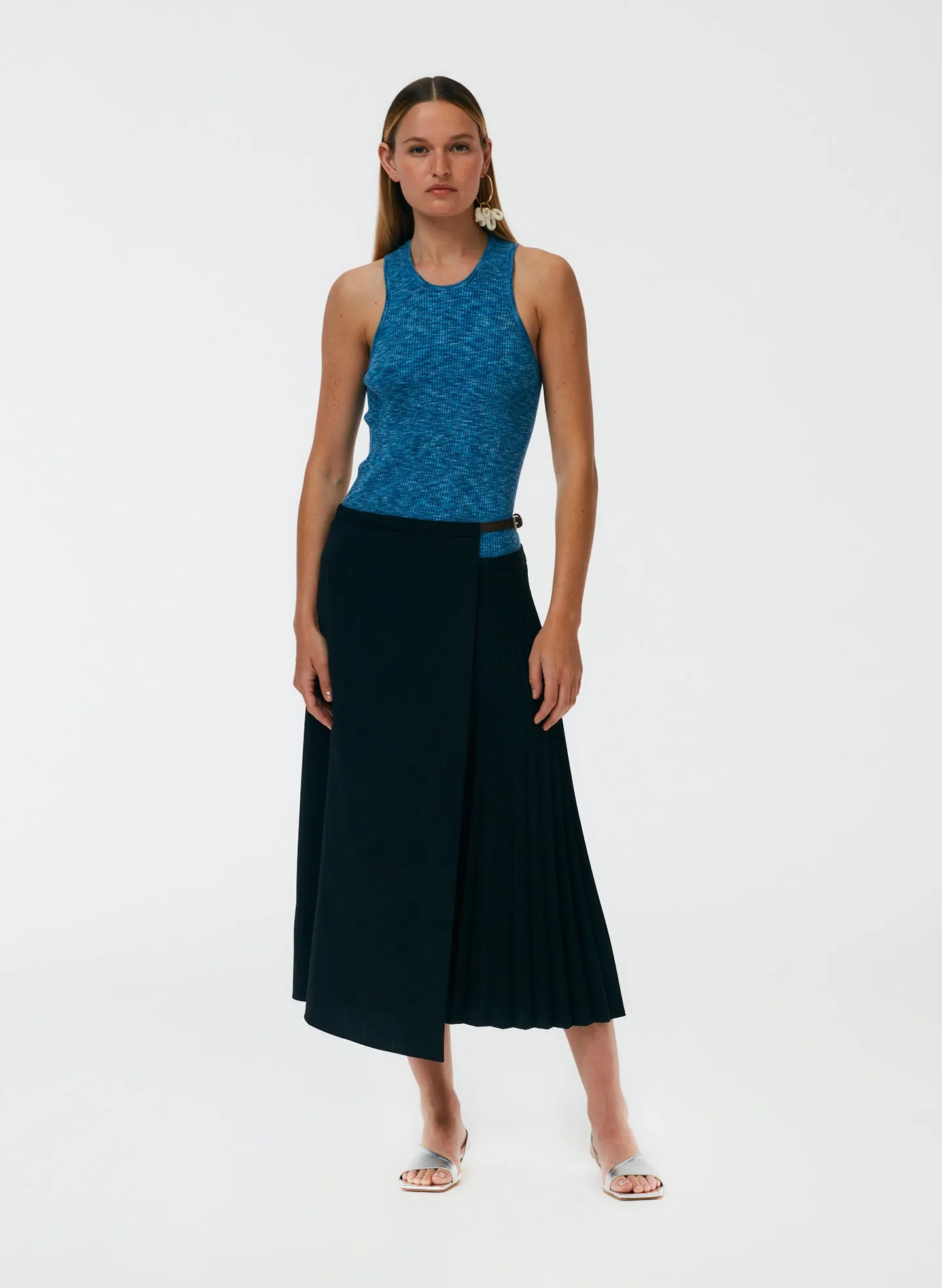Printed Combed Cotton Ribbed Sweater Tank